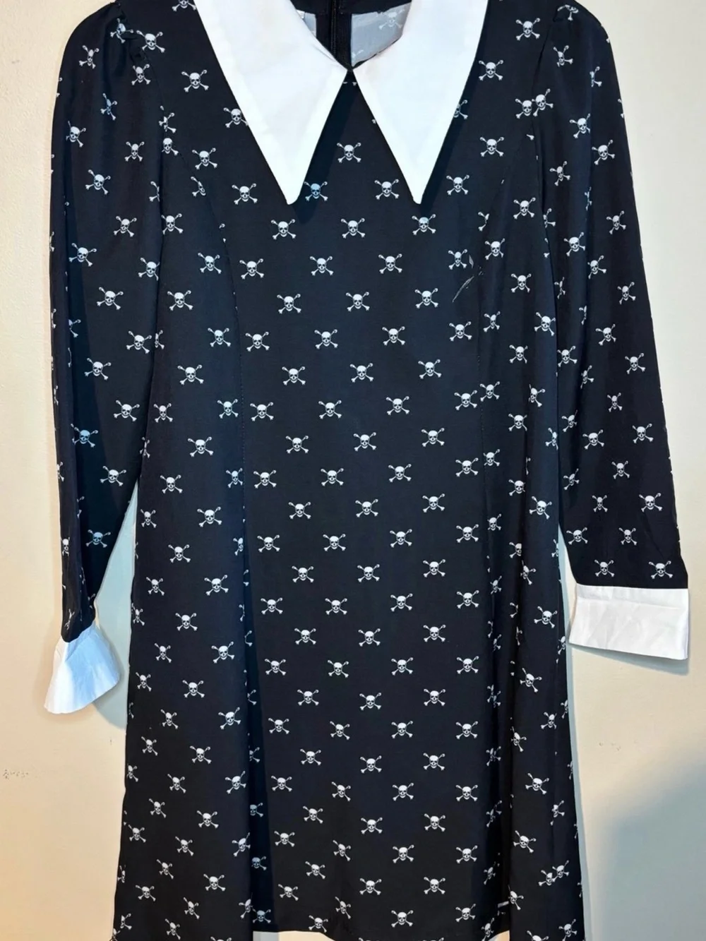 Girls Wednesday Addams Skull Print Halloween Costume Dress Size 8/10